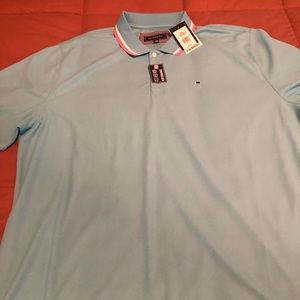 NWT crown & ivy performance aqua colored polo style shirt. Size XXL.